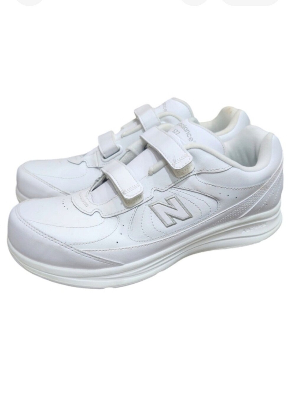 New Balance Men's 577 V1 Hook and Loop Walking Shoe White Leather 10.5 Wide
